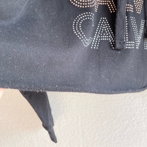 Calvin Klein Jeans Womens Black Crop Rhinestone Hoodie Size M - Picture 11 of 13